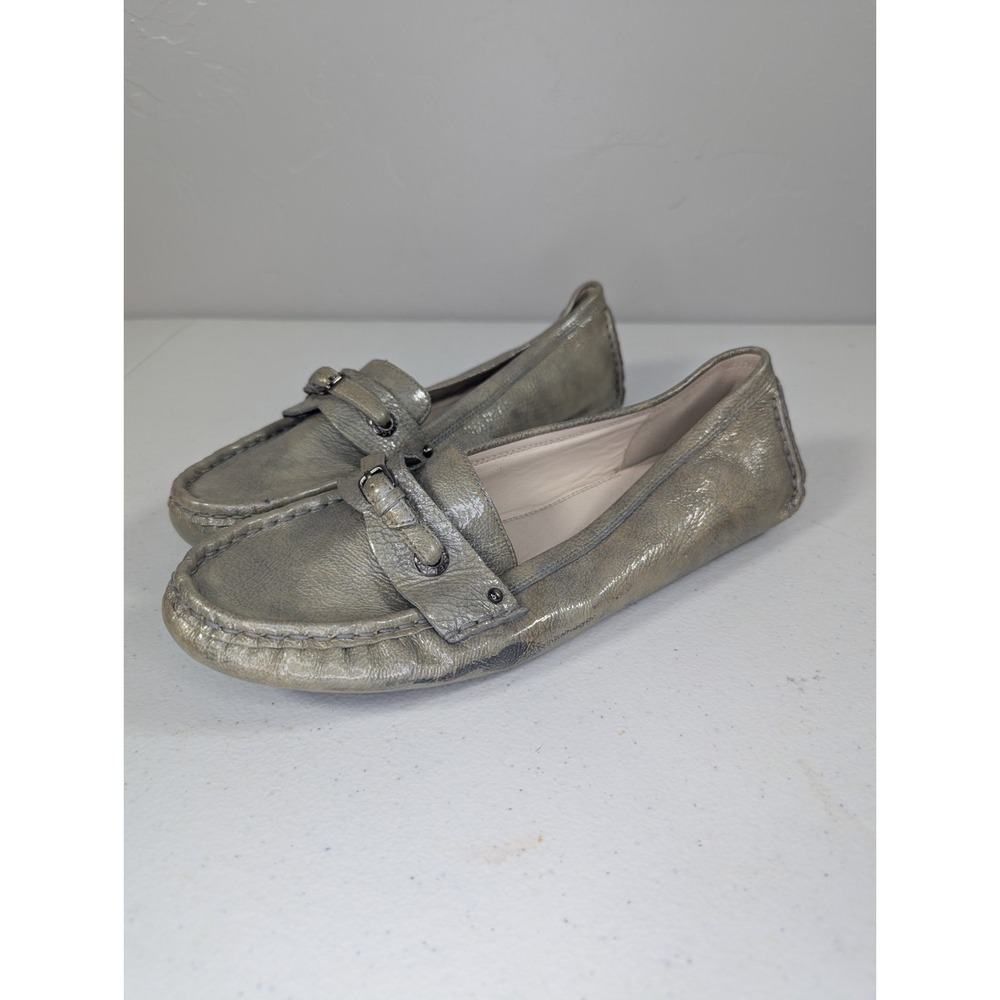 Lacoste Rima Ice Silver Fog Grey Driving Mocs Flats Women 8.5
